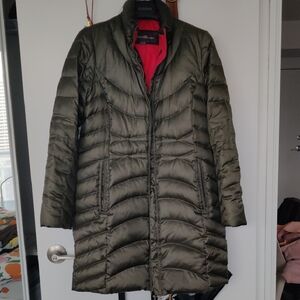 Eddie Bauer Olive Green Women's Long Puffer Down filled